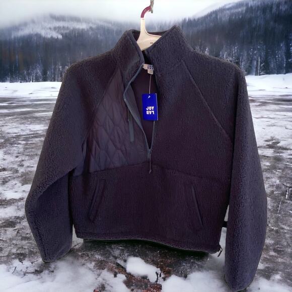 Joy Lab Sweatshirt Womens Size Small 1/2 Zip Sherpa Pullover Navy Blue NWT - Picture 1 of 8